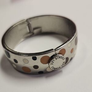 Cookie Lee Hinged Silver Bracelet with Polka Dots